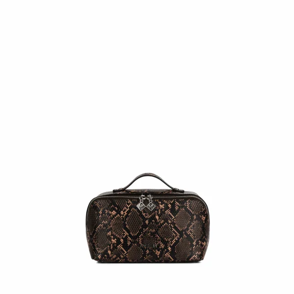La Jolie - Trousse de maquillage en cuir vegan sépia